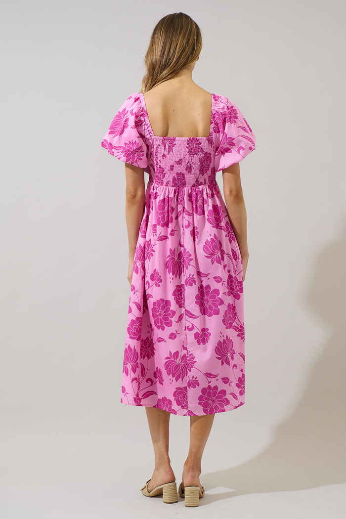Dovina Floral Maray Smocked Midi Dress