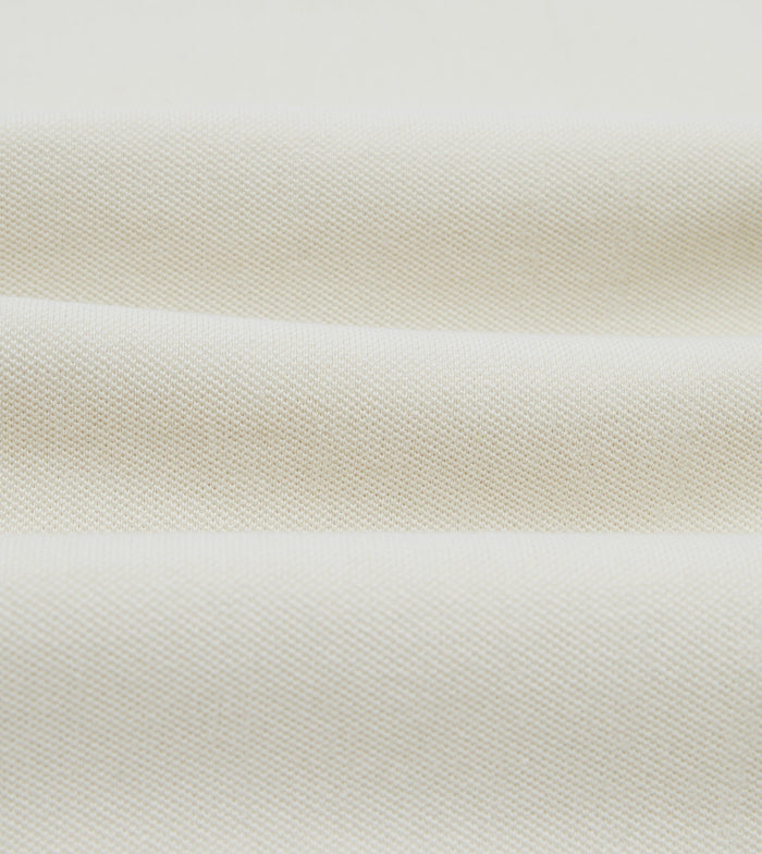 Ecru Pique Cotton Long-Sleeve Polo Shirt