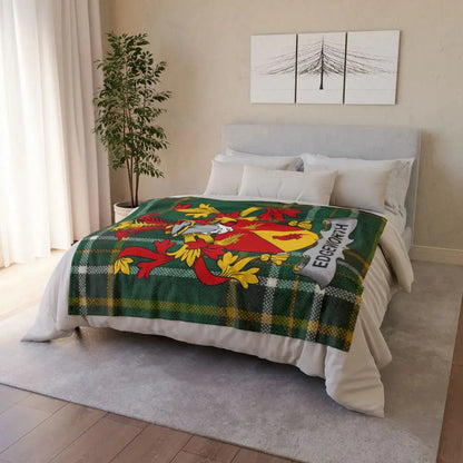 Edgeworth Irish surname printed polyester throw blanket with crest-style emblem