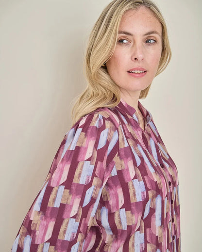 Edwina Patterned Tencel Long Sleeve Blouse