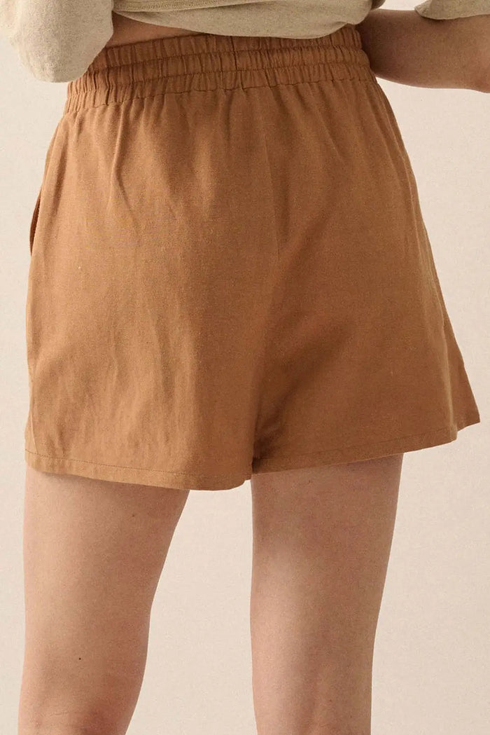 Embroidered Boho Tasseled Drawstring Elastic Waist Casual shorts - Bottoms/Casual Shorts
