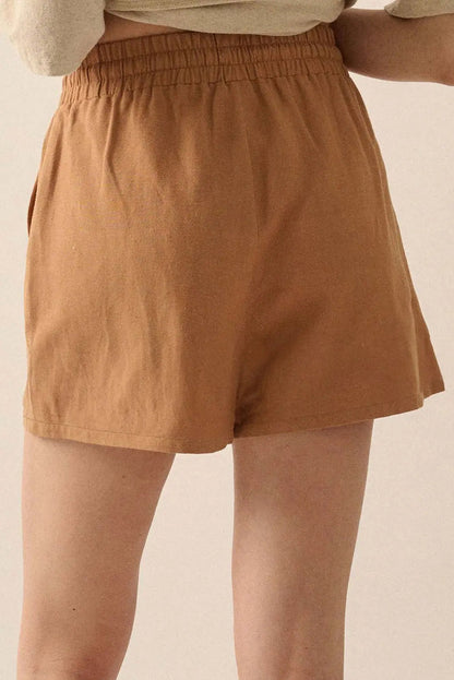 Embroidered Boho Tasseled Drawstring Elastic Waist Casual shorts - Bottoms/Casual Shorts