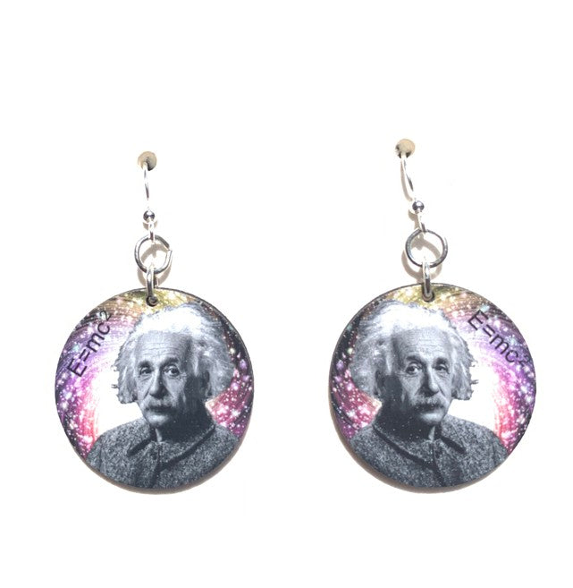 E equals MC squared physics equation earrings, eco-friendly jewelry made in USA