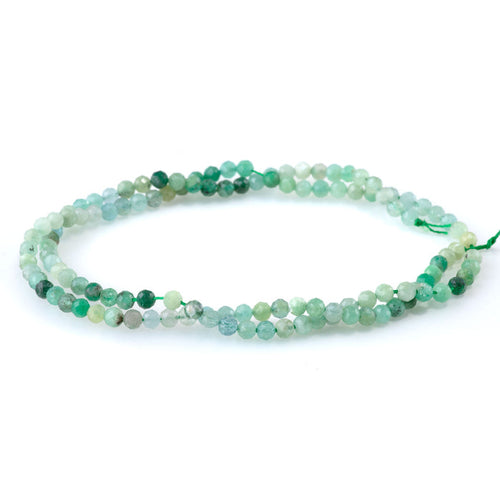 This is a Dakota Stones 3mm Emerald Banded Gemstone strand with faceted round beads in 15-16 inch strand.