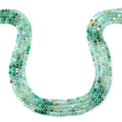 This is a Dakota Stones 3mm Emerald Banded Gemstone strand with faceted round beads in 15-16 inch strand.