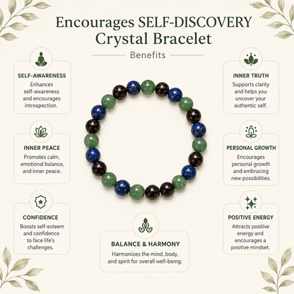 Encourages SELF-DISCOVERY Crystal Bracelet (Communication, Balance, Luck)