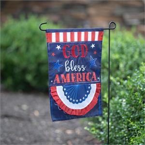 Evergreen Flag Patriotic God Bless America Applique Garden
