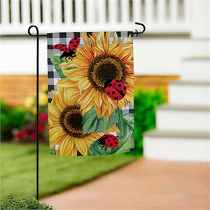 Evergreen Flag Sunflower Ladybug Burlap Garden