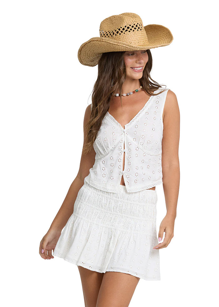 Eyelet Forever Mini Skirt - Salt Crystal