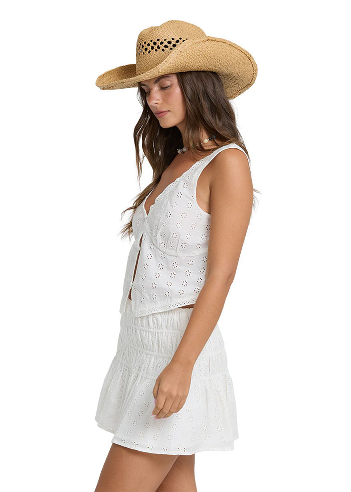 Eyelet Forever Mini Skirt - Salt Crystal