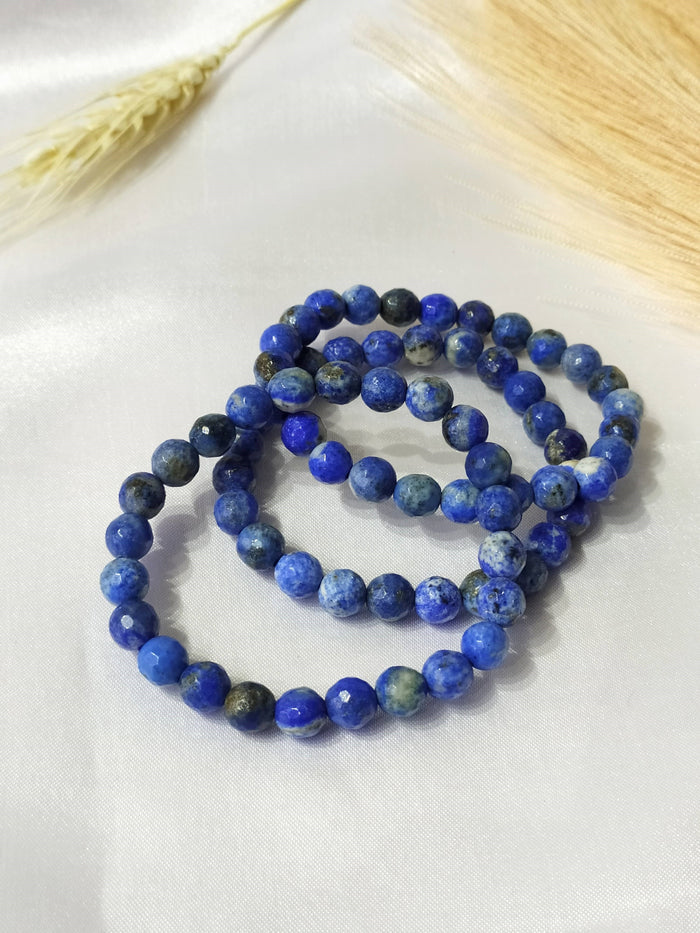 Faceted Lapis Lazuli Beads Bracelet, Crystal Bracelet.