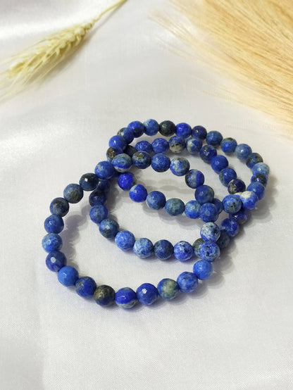 Faceted Lapis Lazuli Beads Bracelet, Crystal Bracelet.