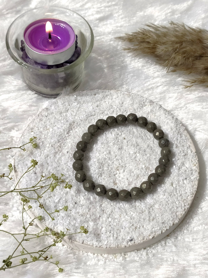 Faceted Pyrite Beads Bracelet, Healing Crystal Bracelet.