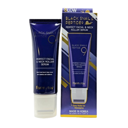 Farmstay Black Snail & Peptide9 Perfect Facial & Neck Roller Serum 100Ml