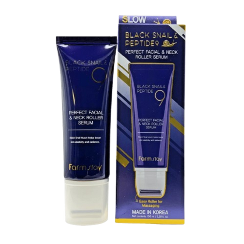 Farmstay Black Snail & Peptide9 Perfect Facial & Neck Roller Serum 100Ml