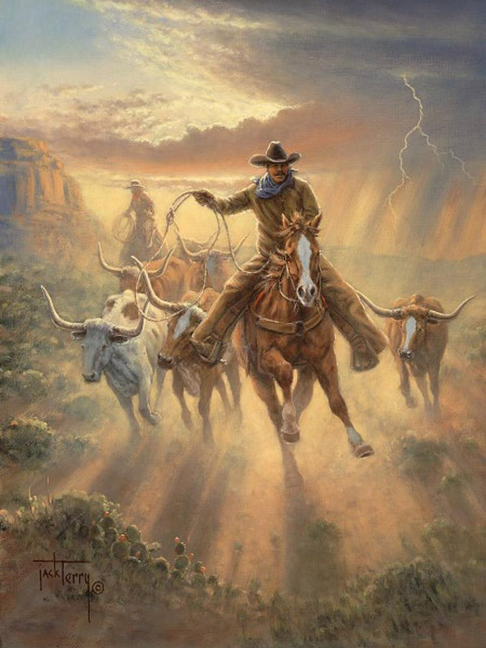 Fast and Furious Western Cowboy Cattle Art Prints by Jack Terry