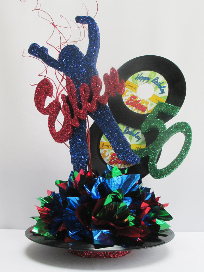 Motown dancer & records centerpiece - Designs by Ginny