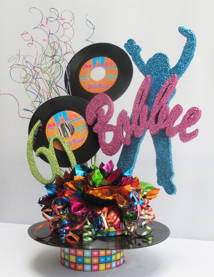 Motown dancer & records centerpiece - Designs by Ginny