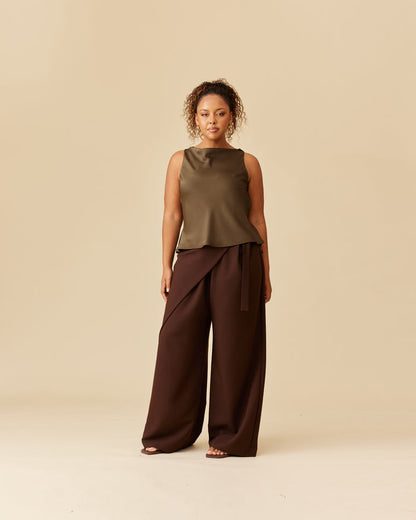 FIREBIRD COWL SLEEVELESS TOP JETTA GREEN