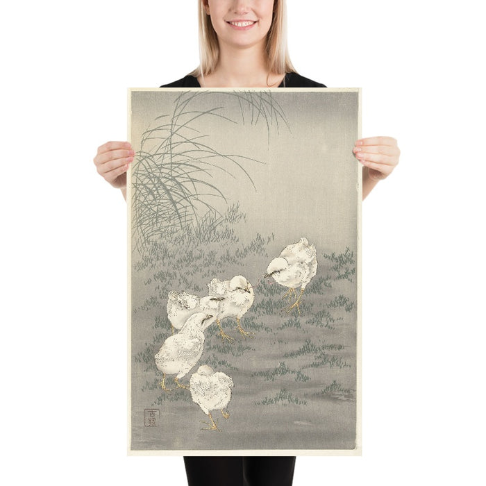 Five Chicks by Ohara Koson, 1900