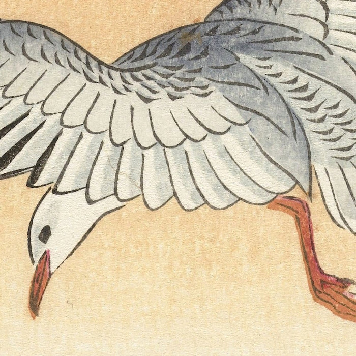 Five Seagulls Above Turbulent Sea by Ohara Koson, 1900