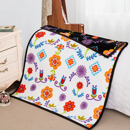 Floral Mink Baby Blanket with colorful flower patterns, soft reversible design perfect for comfort and easy care.