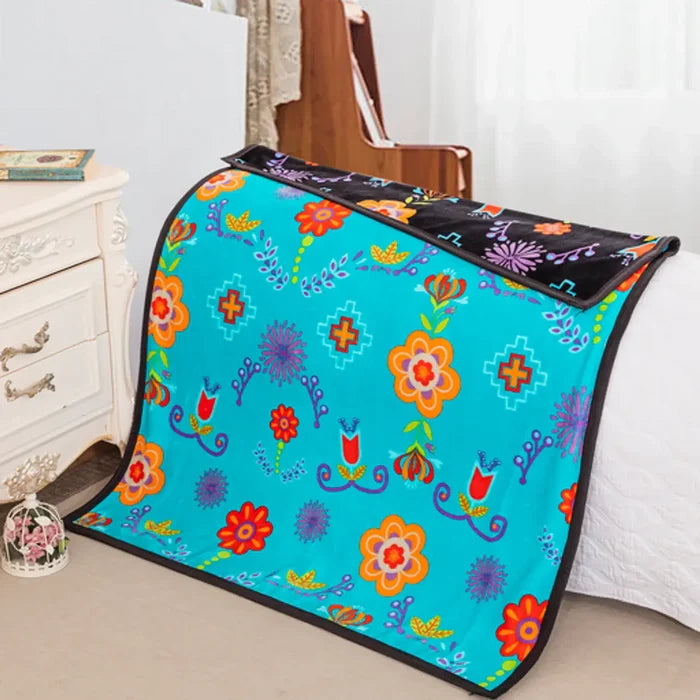 Floral Mink Baby Blanket showcasing vibrant floral design, perfect for baby comfort and style.