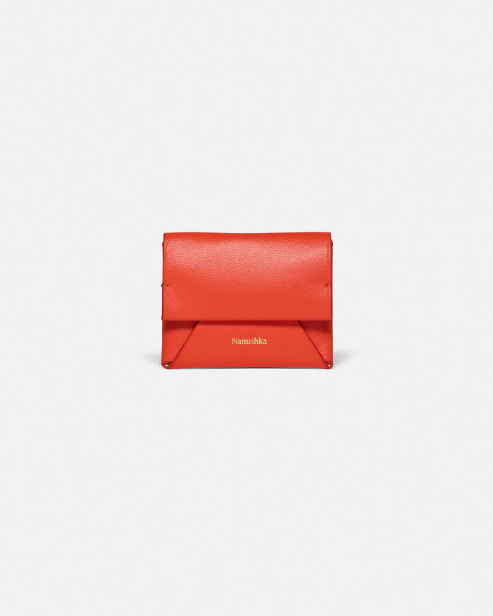 Folded - Leather cardholder - Red/Moonbeam