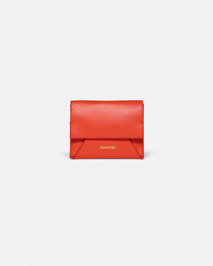 Folded - Leather cardholder - Red/Moonbeam