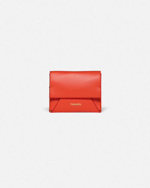 Folded - Leather cardholder - Red/Moonbeam