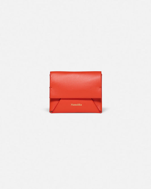 Folded - Leather cardholder - Red/Moonbeam
