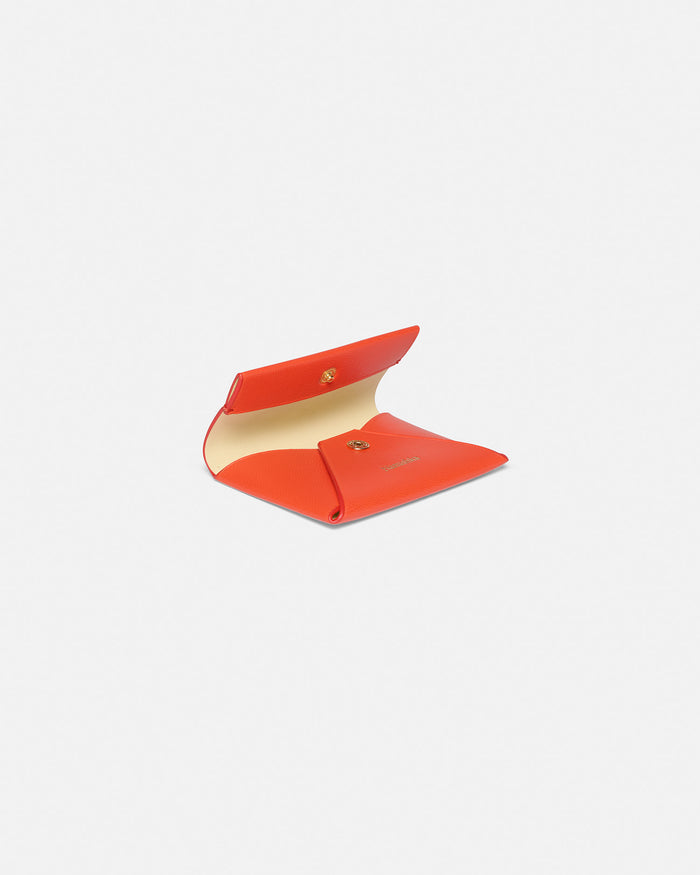 Folded - Leather cardholder - Red/Moonbeam