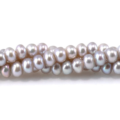This is a Dakota Stones 4mm Freshwater Pearl Silver Gemstone strand with rondelle beads.