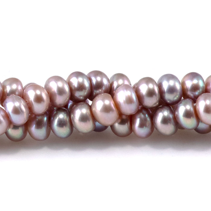 This is a Dakota Stones 5mm Freshwater Pearl Pink Gemstone strand with rondelle beads.