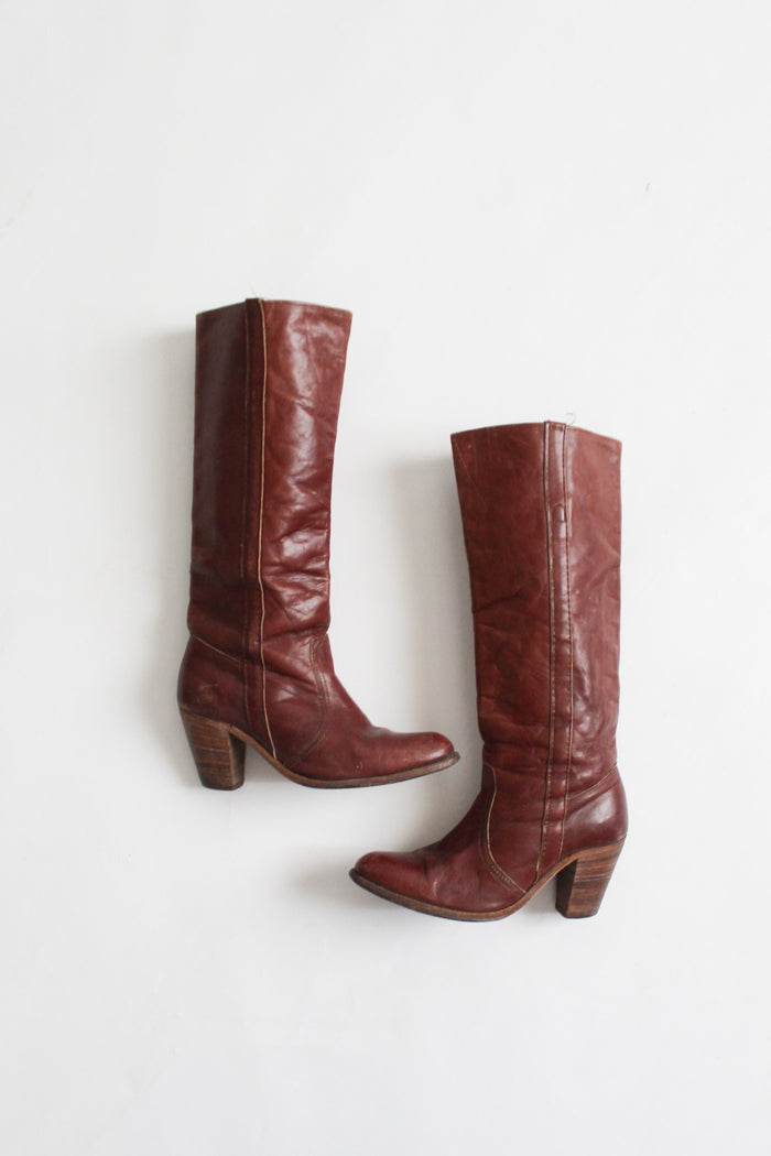 frye oxblood leather riding boots