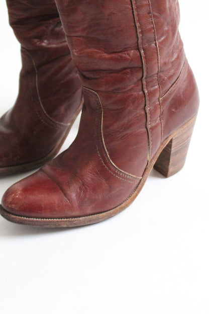 frye oxblood leather riding boots
