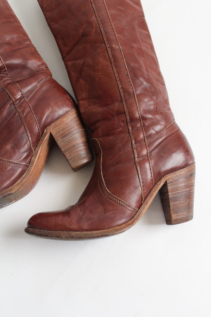 frye oxblood leather riding boots