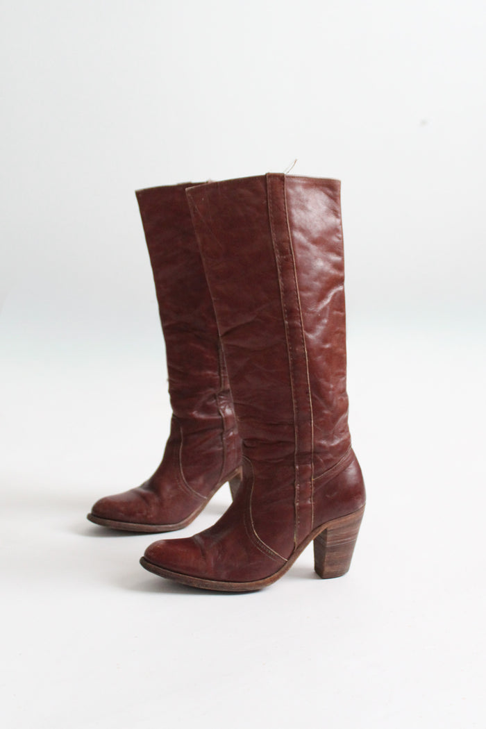 frye oxblood leather riding boots