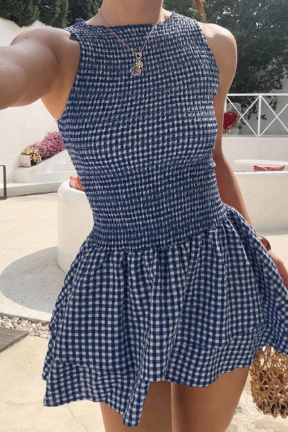Game On Gingham Dress-Blue-SMALL-Cute-Trendy-Shop-Womens-Boutique-Clothing-Store