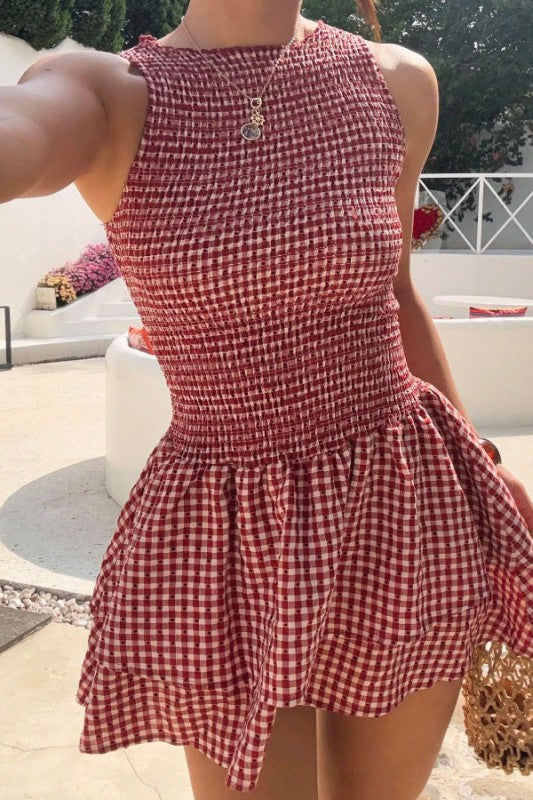 Game On Gingham Dress-Red-SMALL-Cute-Trendy-Shop-Womens-Boutique-Clothing-Store