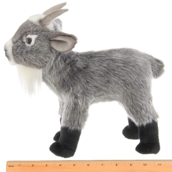Garret Plush Stuffed Gray Goat Measuring Horizontally