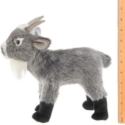 Garret Plush Stuffed Gray Goat Measuring Vertically