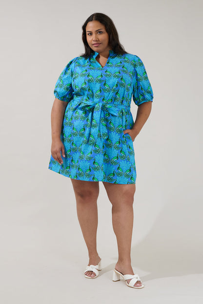 Genia Shift Mini Dress Peacock Curve