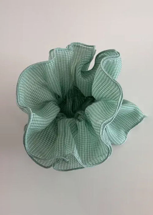 Giant Checkered Frill Mesh Scrunchie - Green