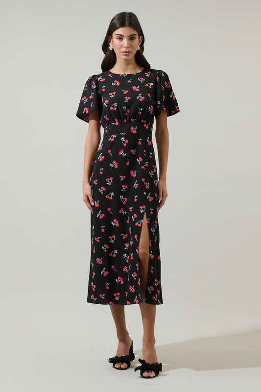 Giny Cherry Bloom Midi Dress
