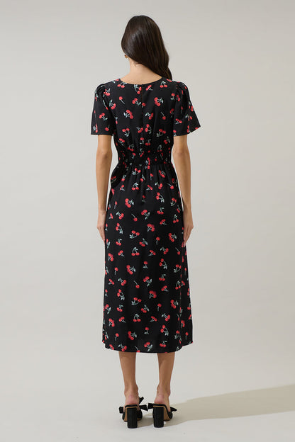 Giny Cherry Bloom Midi Dress