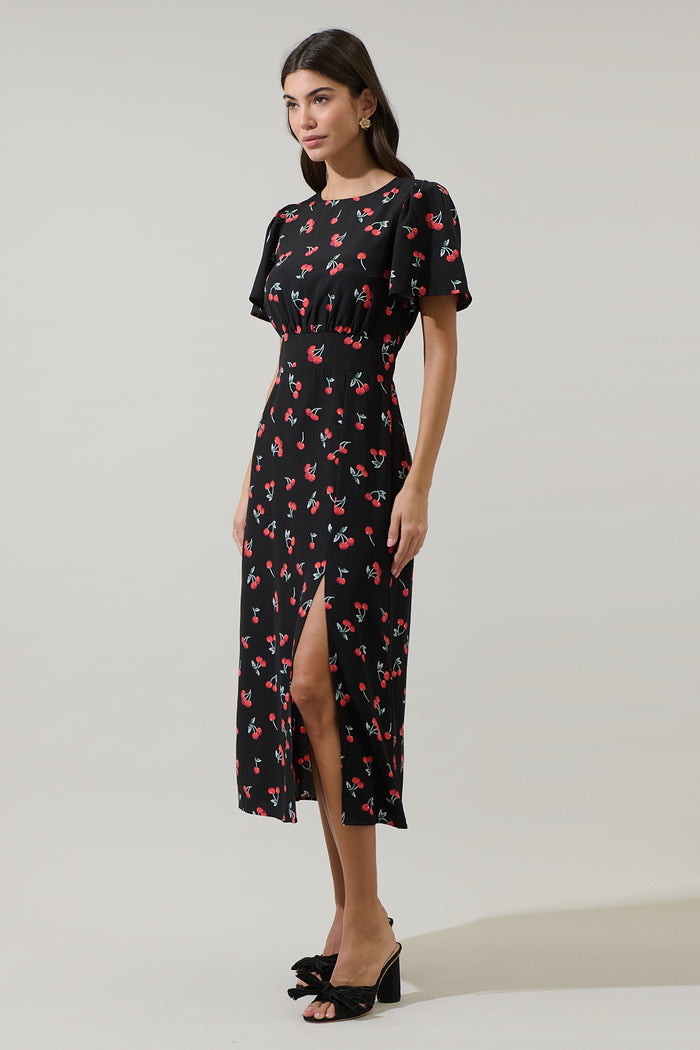 Giny Cherry Bloom Midi Dress