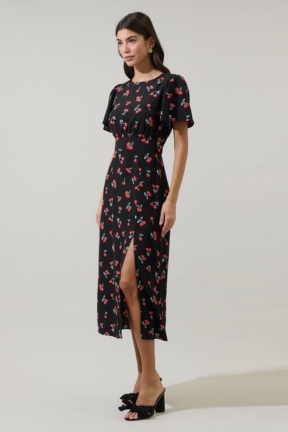 Giny Cherry Bloom Midi Dress