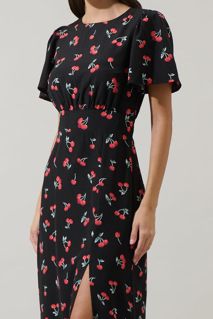 Giny Cherry Bloom Midi Dress