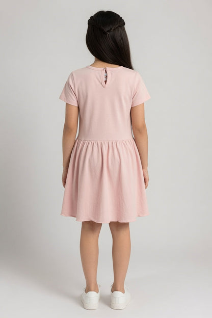 Girls Pink Jersey Cotton Frock (Doll)